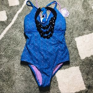 ‼️YMI‼️LACE ONE PIECE BLUE SWIM WEAR